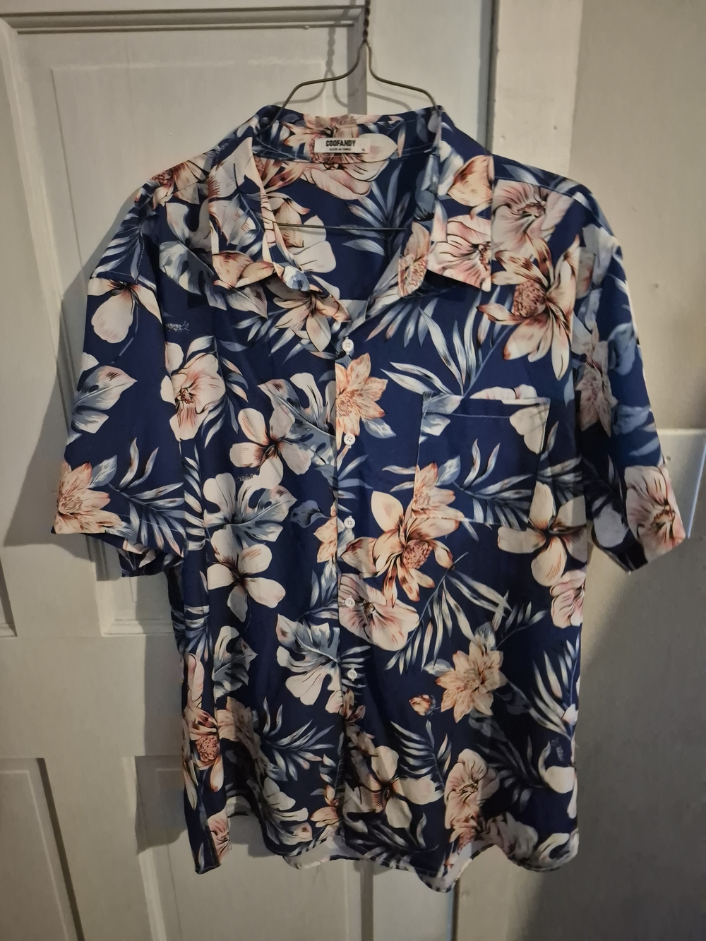 Resort-Ready Navy Floral Short Sleeve Button-Down Shirt